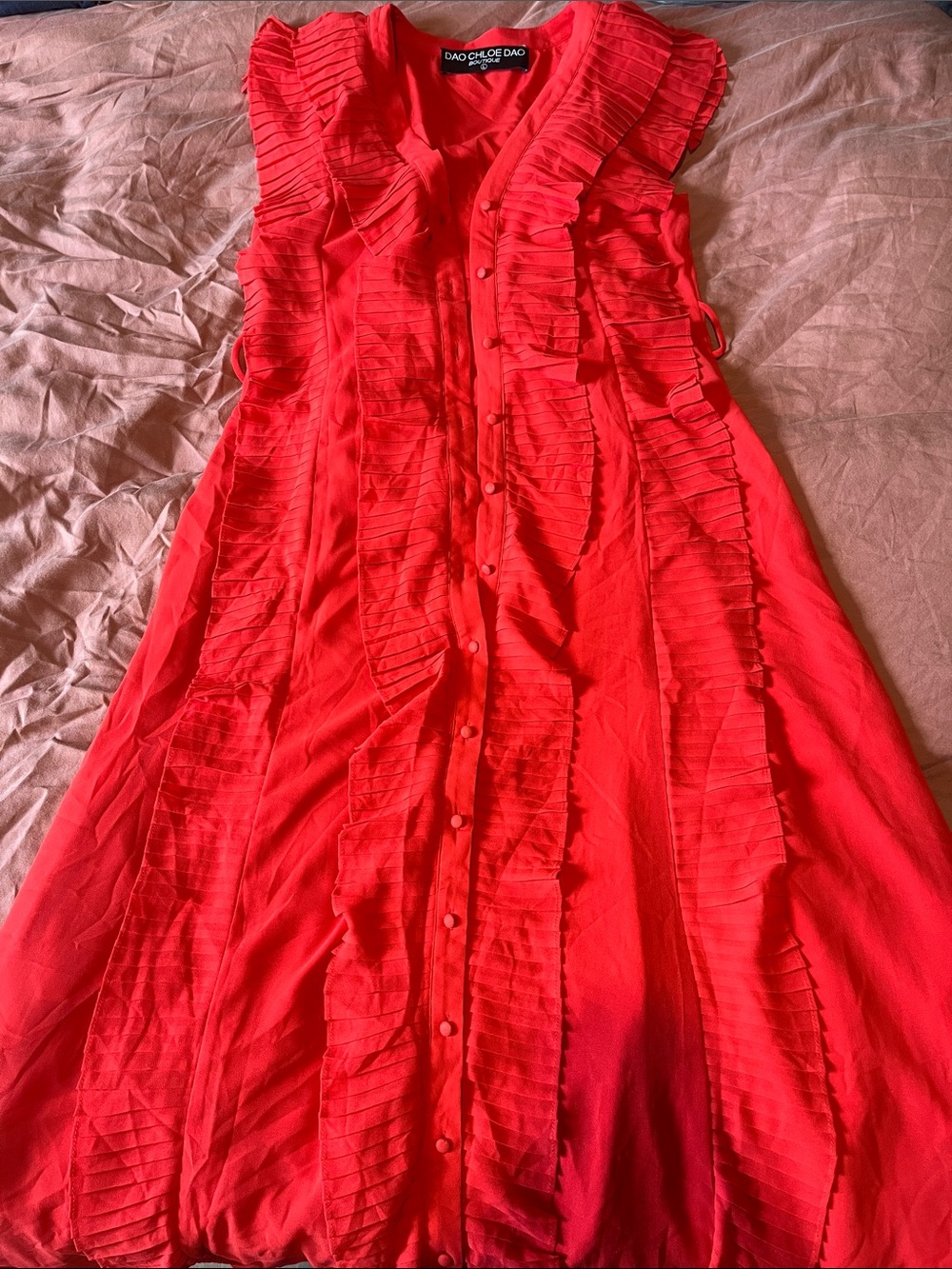Dao & DCF DAO Red Ruffled Maxi Dress